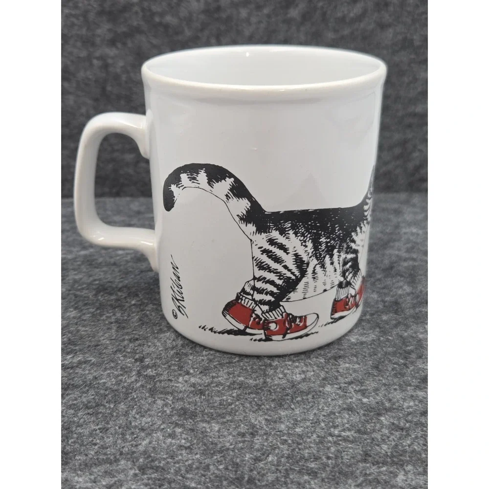 Vintage B. Kliban Cat Mug Red Sneakers Kiln Craft Made In England 1980's Cartoon
